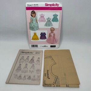 SIMPLICITY 3547 18" Doll Clothes Pattern Gown Dress Sewing Pattern 2007 Uncut‎